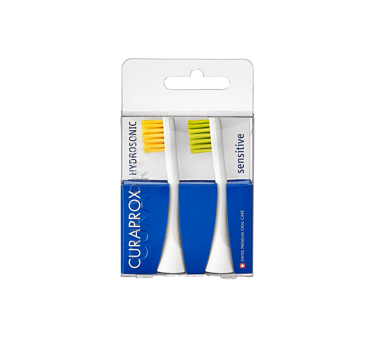 73349373_Packshot_Hydrosonic_Brush head_Sensitive_Duo-pack_Yellow_Green_Front