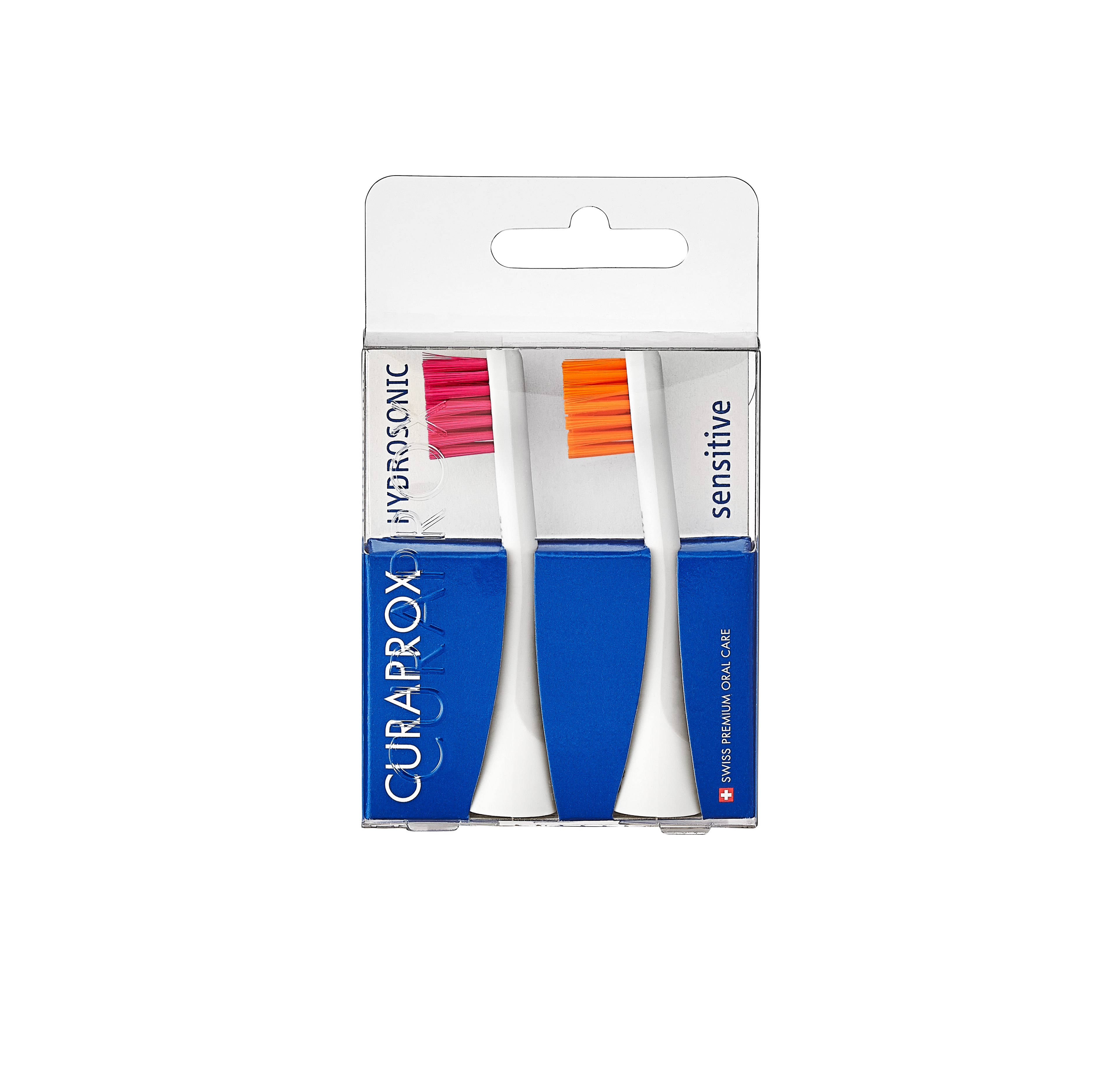 73349370_Packshot_Hydrosonic_Brush head_Sensitive_Duo-pack_Red_Orange_Front