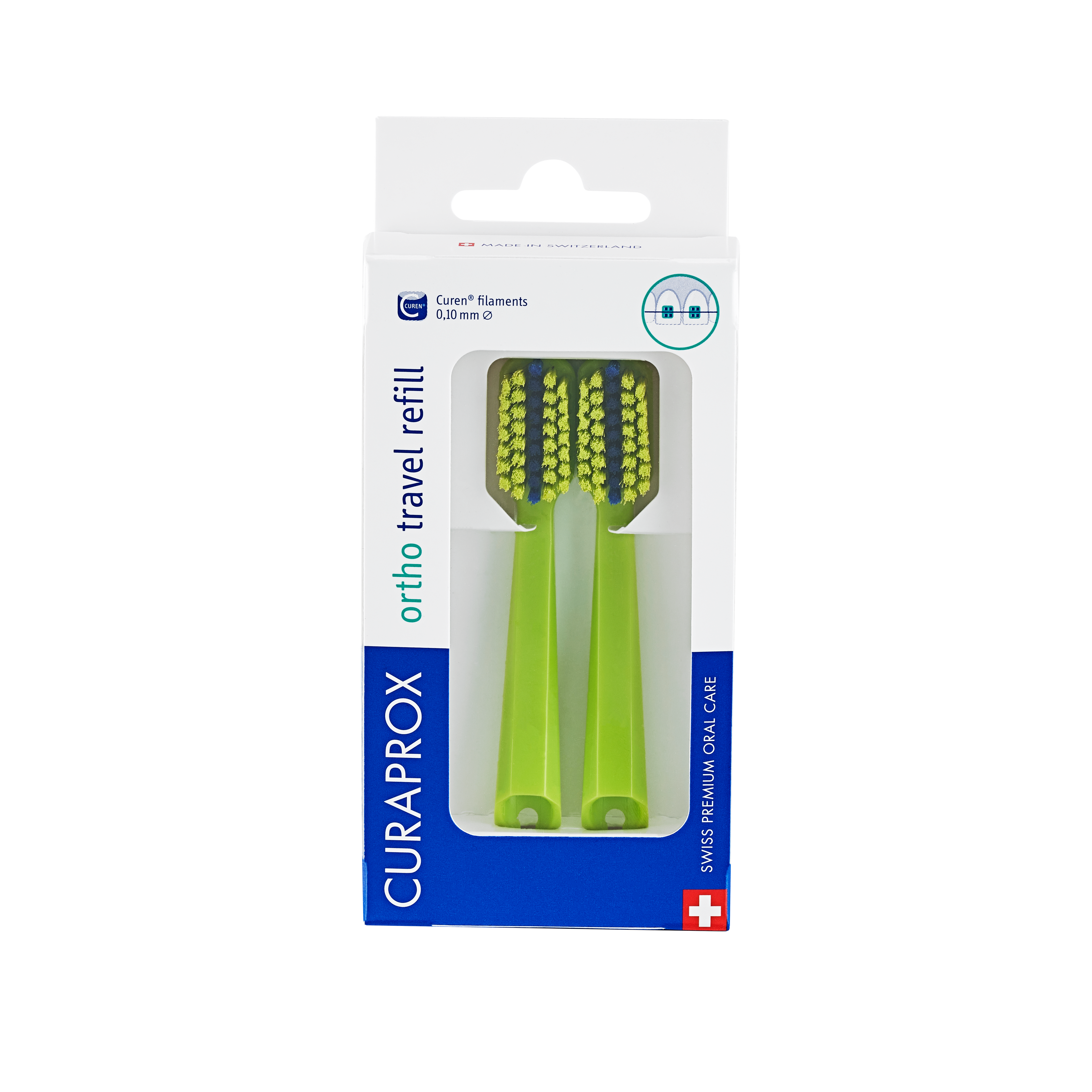 73360747_Packshot_Travel set_Ortho_CS 5460_Brush head refill Duo_Green_Front